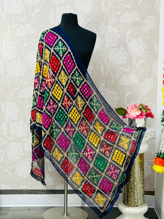Embroidered phulkari dupatta by Kurti Connection USA