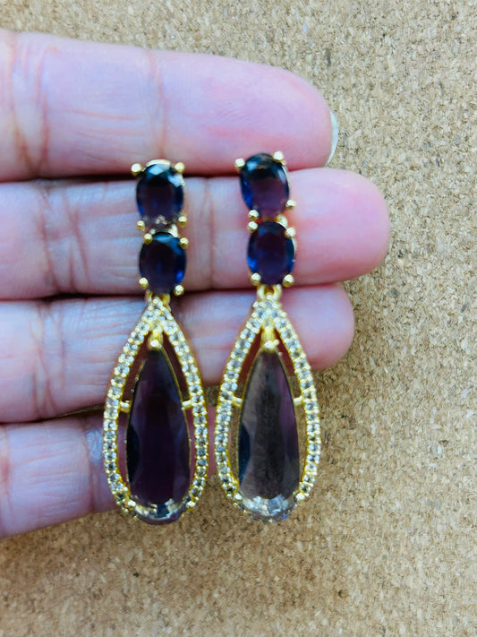Purple AD EARRINGS by Kurti Connection USA