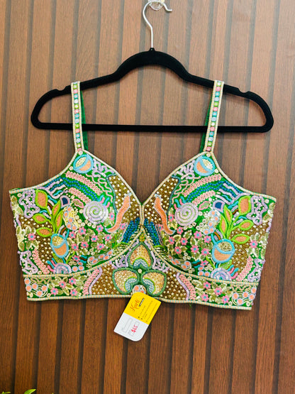 Embroidered sleeveless blouse - Kurti Connection USA