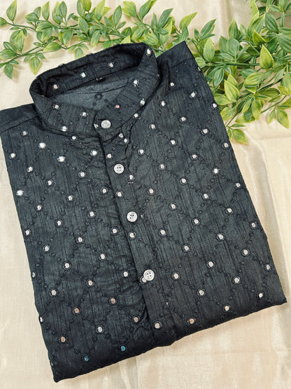 Cotton silk kurta - Kurti Connection USA