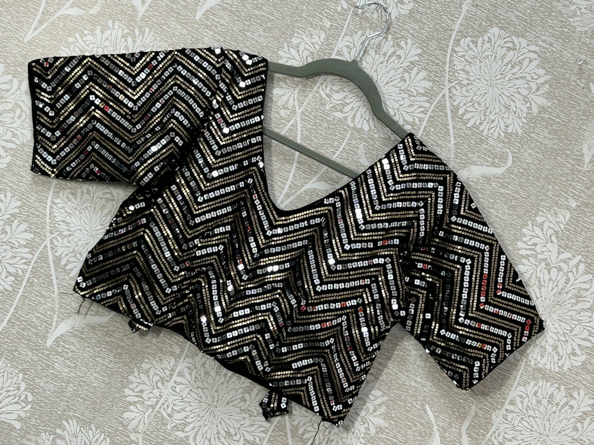 Black sequin blouse by Kurti Connection USA