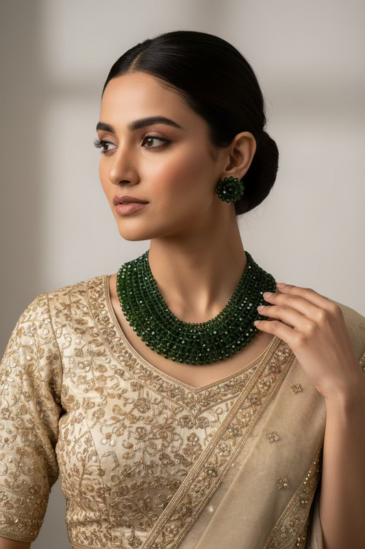 Crystal beads necklace by Kurti Connection USA