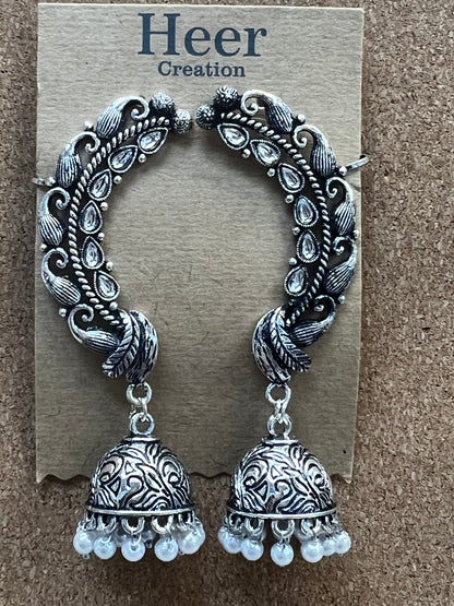 Oxidized jhumki earrings by Kurti Connection USA