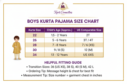 Silk kurta pajama for boys by Kurti Connection USA