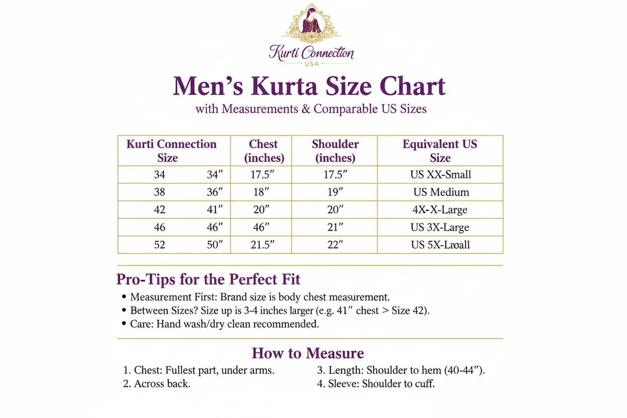 Men's Kurta Size Chart