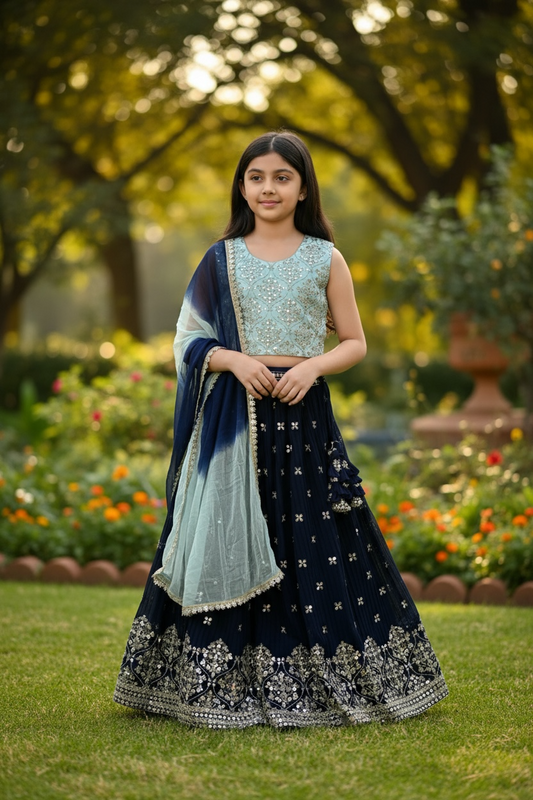 Girls Lehenga Choli Set - Kids Party Wear Ethnic by Kurti Connection USA