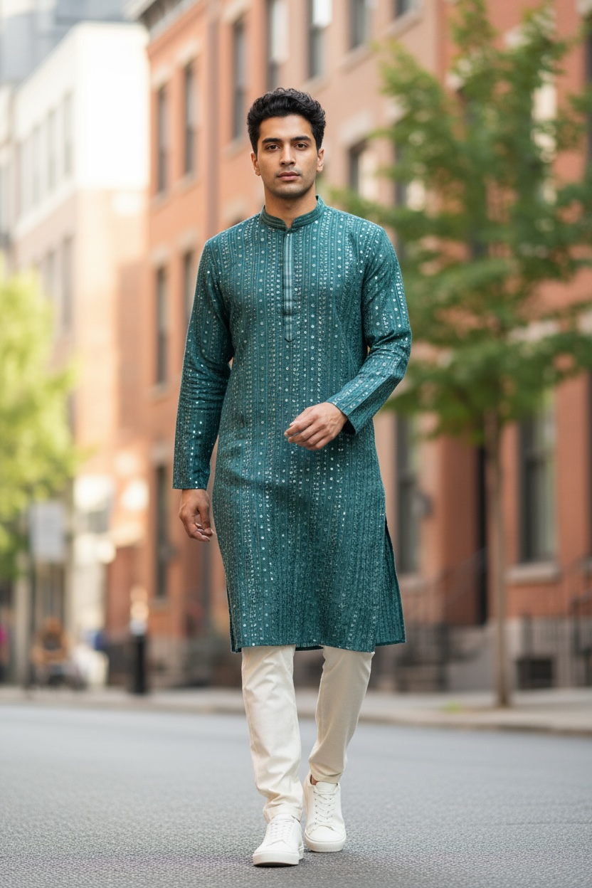 Grey kurta set | sequin work Kurta by Kurti Connection USA