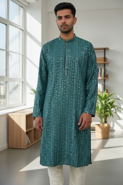 Grey kurta set | sequin work Kurta by Kurti Connection USA