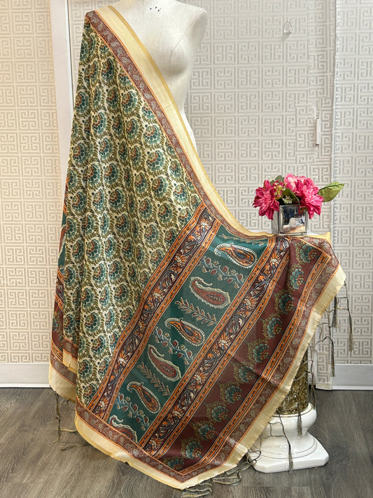 Silk dupatta : digital print by Kurti Connection USA