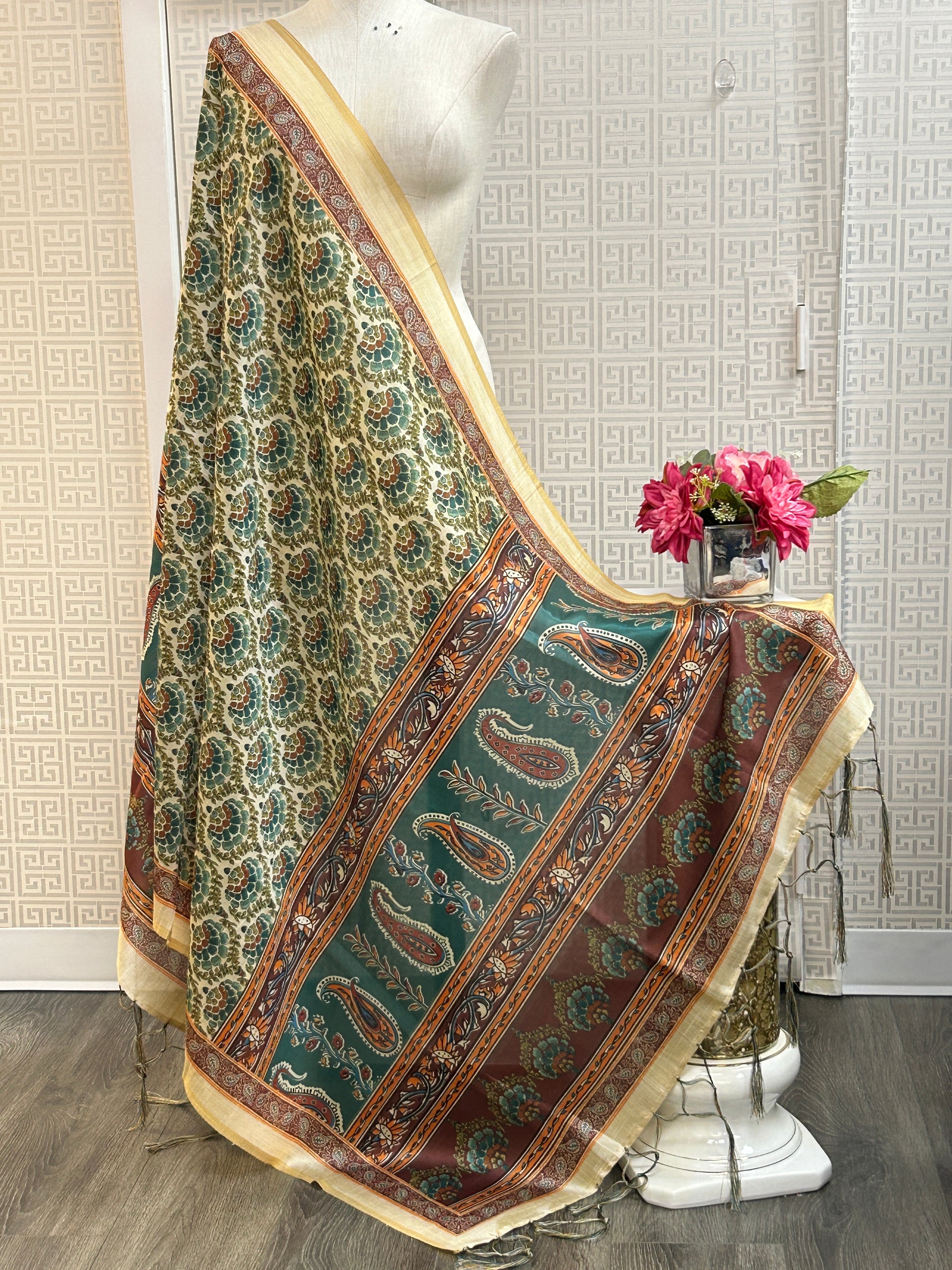 Silk dupatta : digital print by Kurti Connection USA