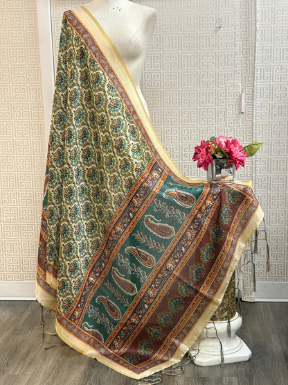Silk dupatta : digital print by Kurti Connection USA