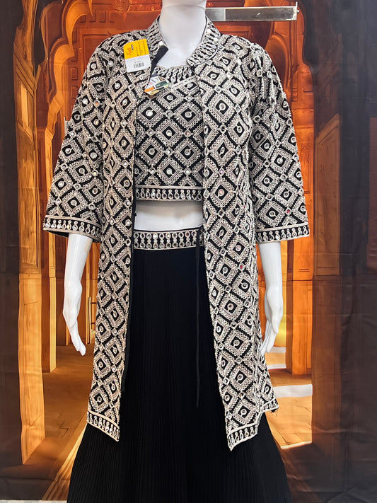 Black Lehenga set by Kurti Connection USA