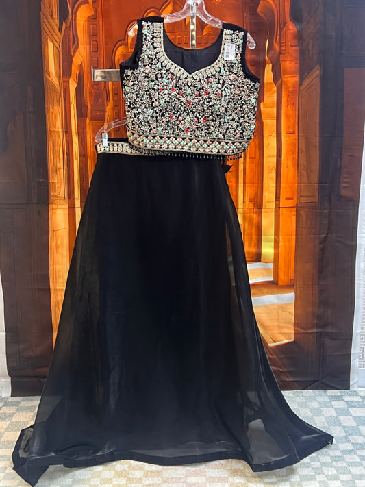 Black tissue Lehenga set by Kurti Connection USA