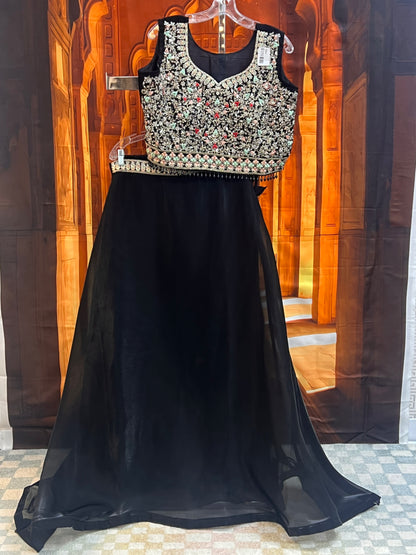 Black tissue Lehenga set by Kurti Connection USA
