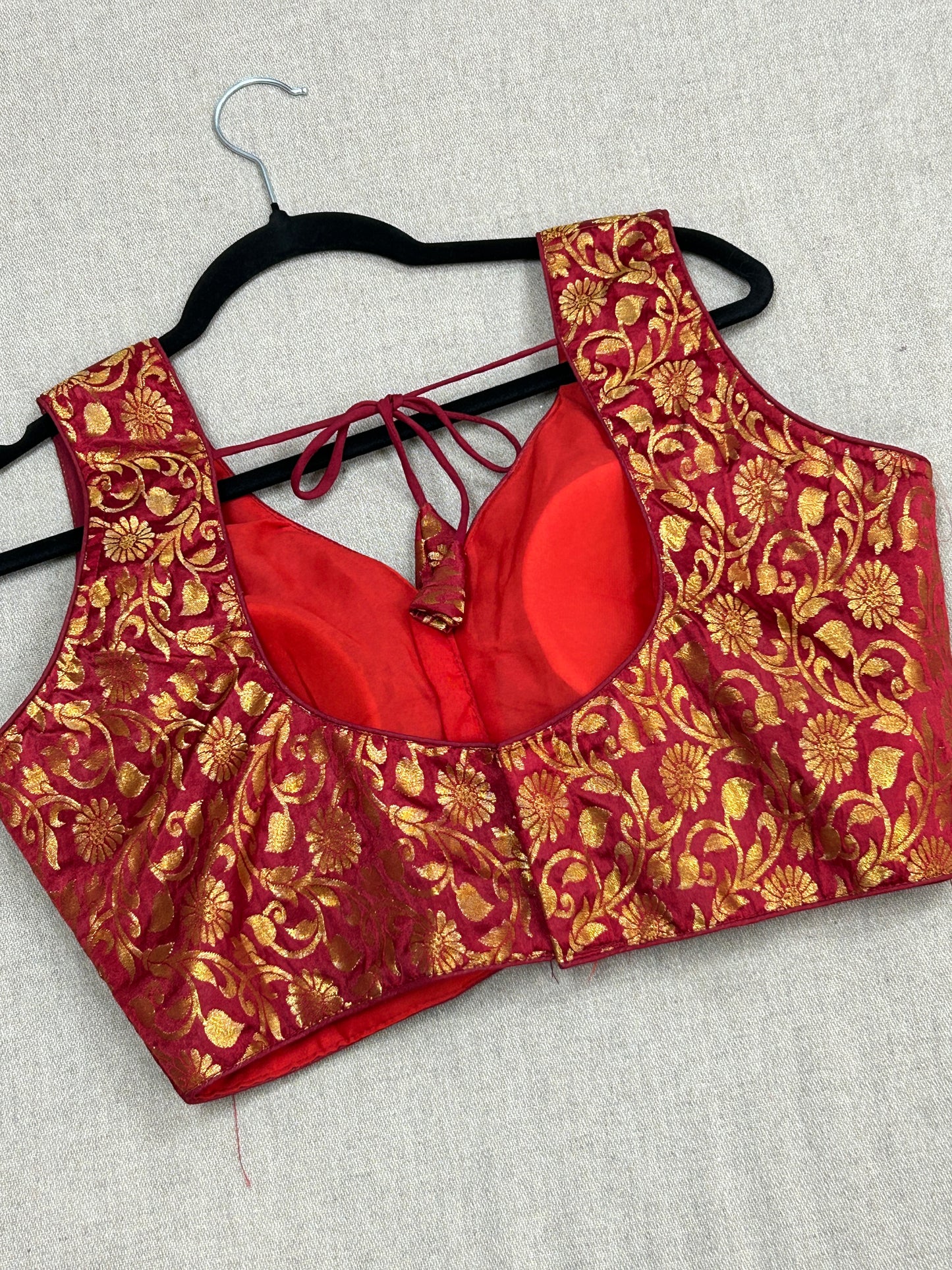 Maroon brocade blouse by Kurti Connection USA