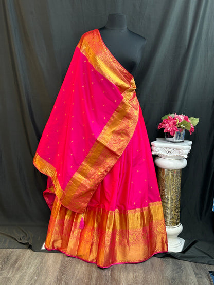 Kanjeevaram Silk Lehenga Set - Traditional Bridal by Kurti Connection USA
