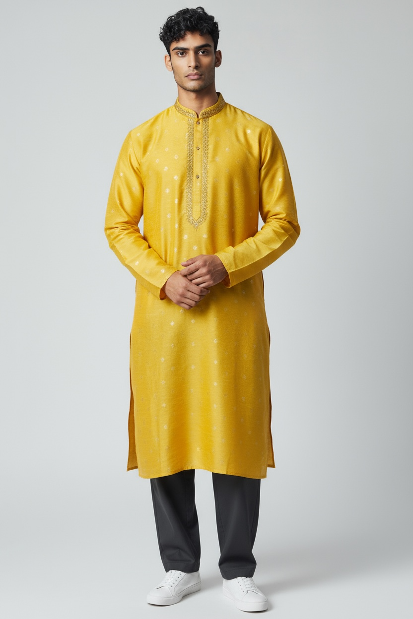 Silk kurta pajama set by Kurti Connection USA