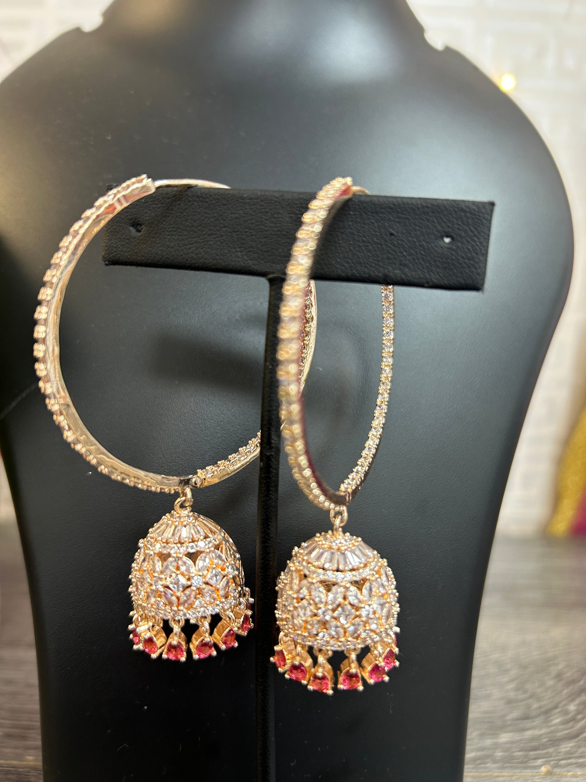 Chandbali earrings : rose gold by Kurti Connection USA