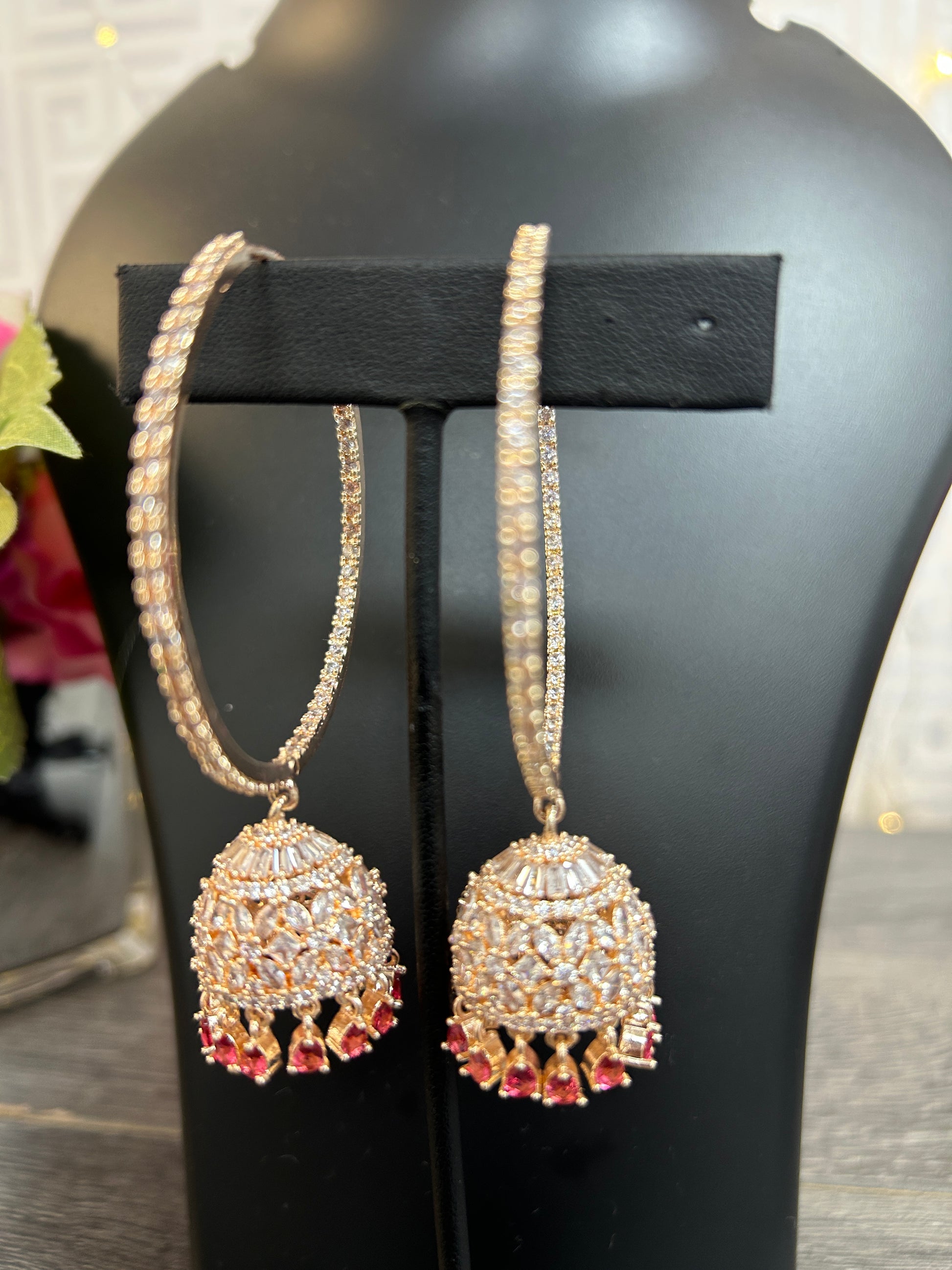 Chandbali earrings : rose gold by Kurti Connection USA