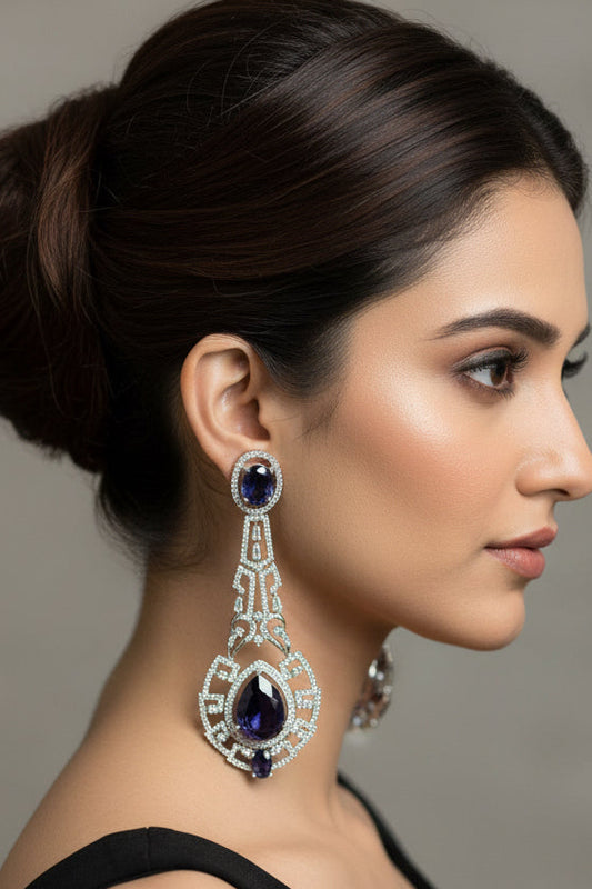 Purple long earrings : clearance by Kurti Connection USA