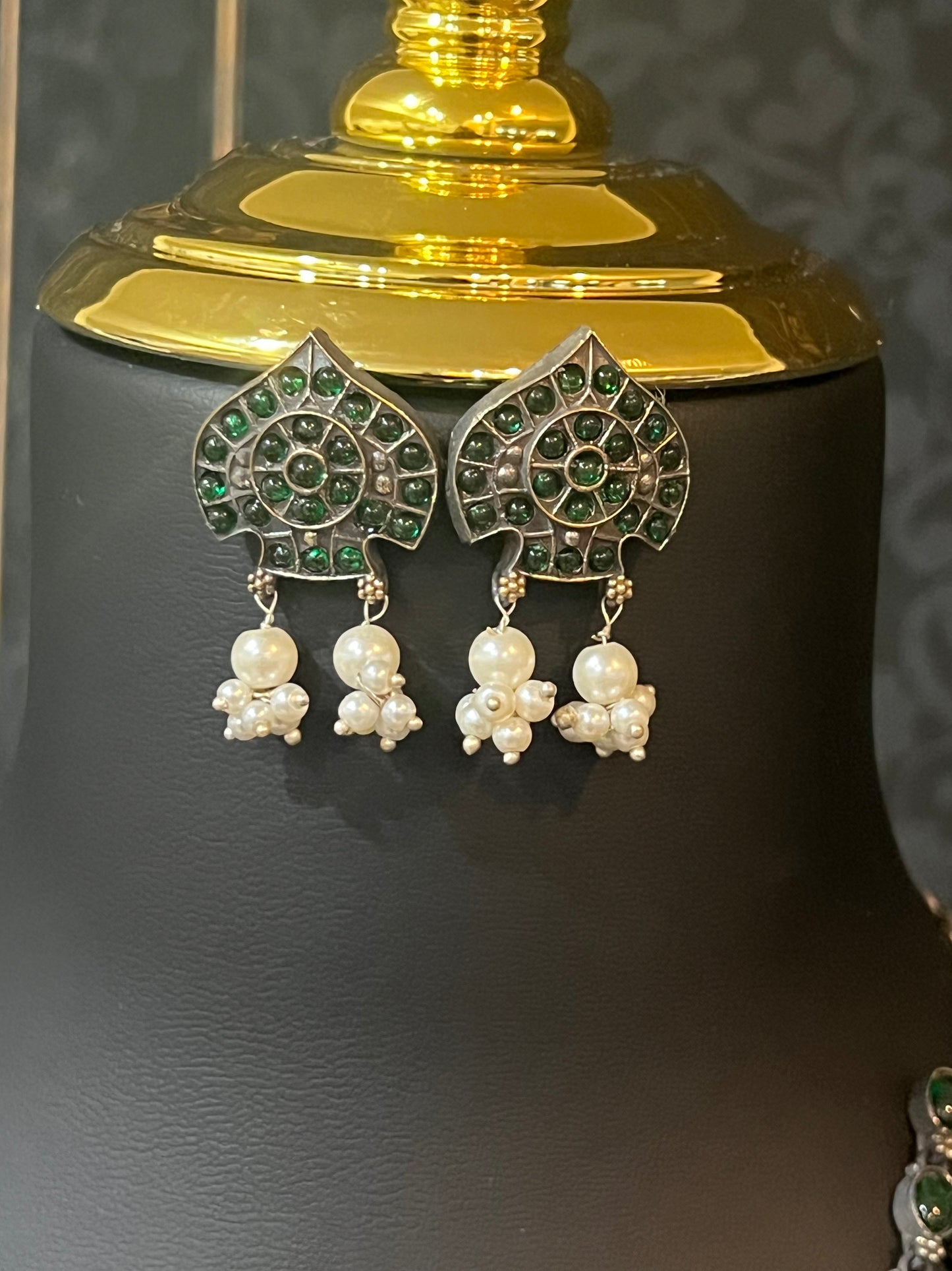 92.5 silver necklace | dual tone necklace with stone setting by Kurti Connection USA
