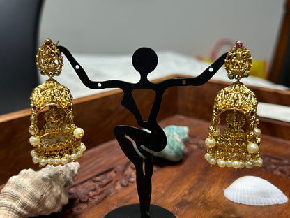 Temple jewelry/ Lakshmi earrings by Kurti Connection USA