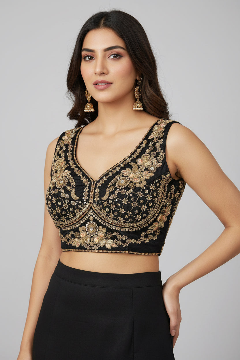 Heavy work blouse : readymade blouse / sleeves available by Kurti Connection USA