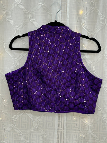 Purple Halter neck blouse by Kurti Connection USA