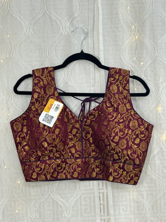 Brocade blouse : wine color by Kurti Connection USA
