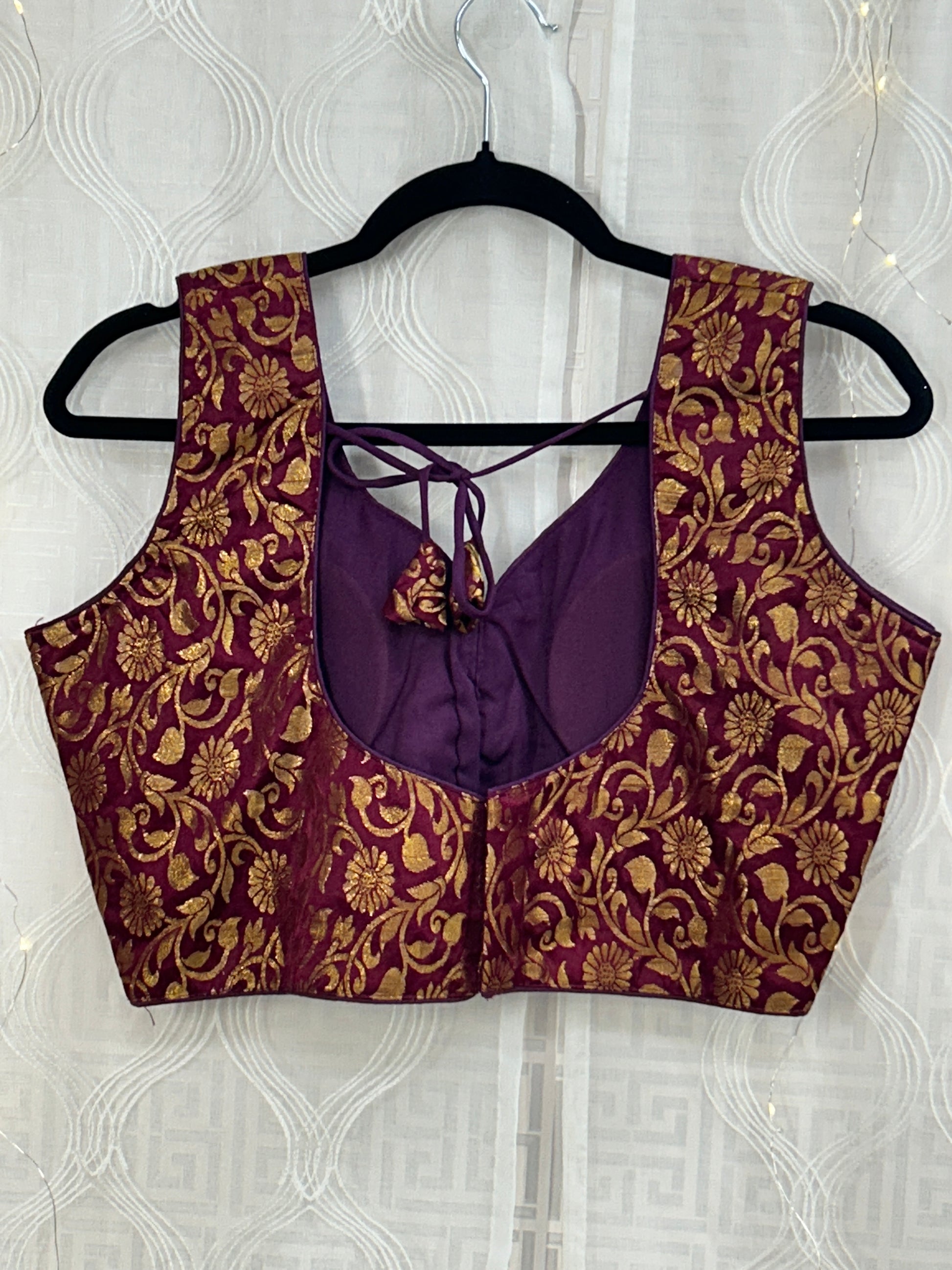 Brocade blouse : wine color by Kurti Connection USA