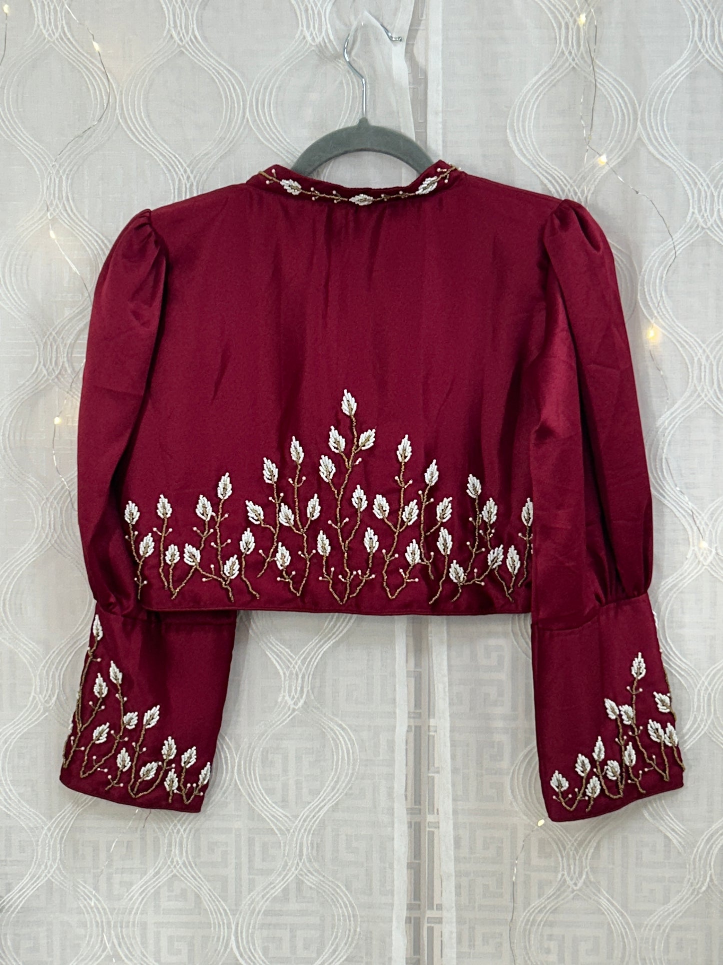 Silk blouse with long sleeves by Kurti Connection USA