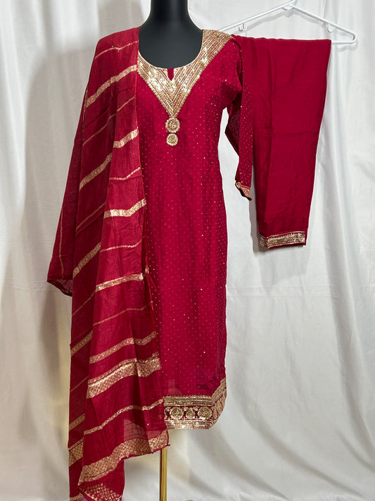 Silk party wear suit by Kurti Connection USA
