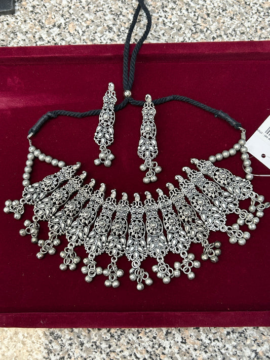 Oxidized necklace set by Kurti Connection USA