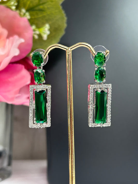 CZ earrings | green earrings by Kurti Connection USA