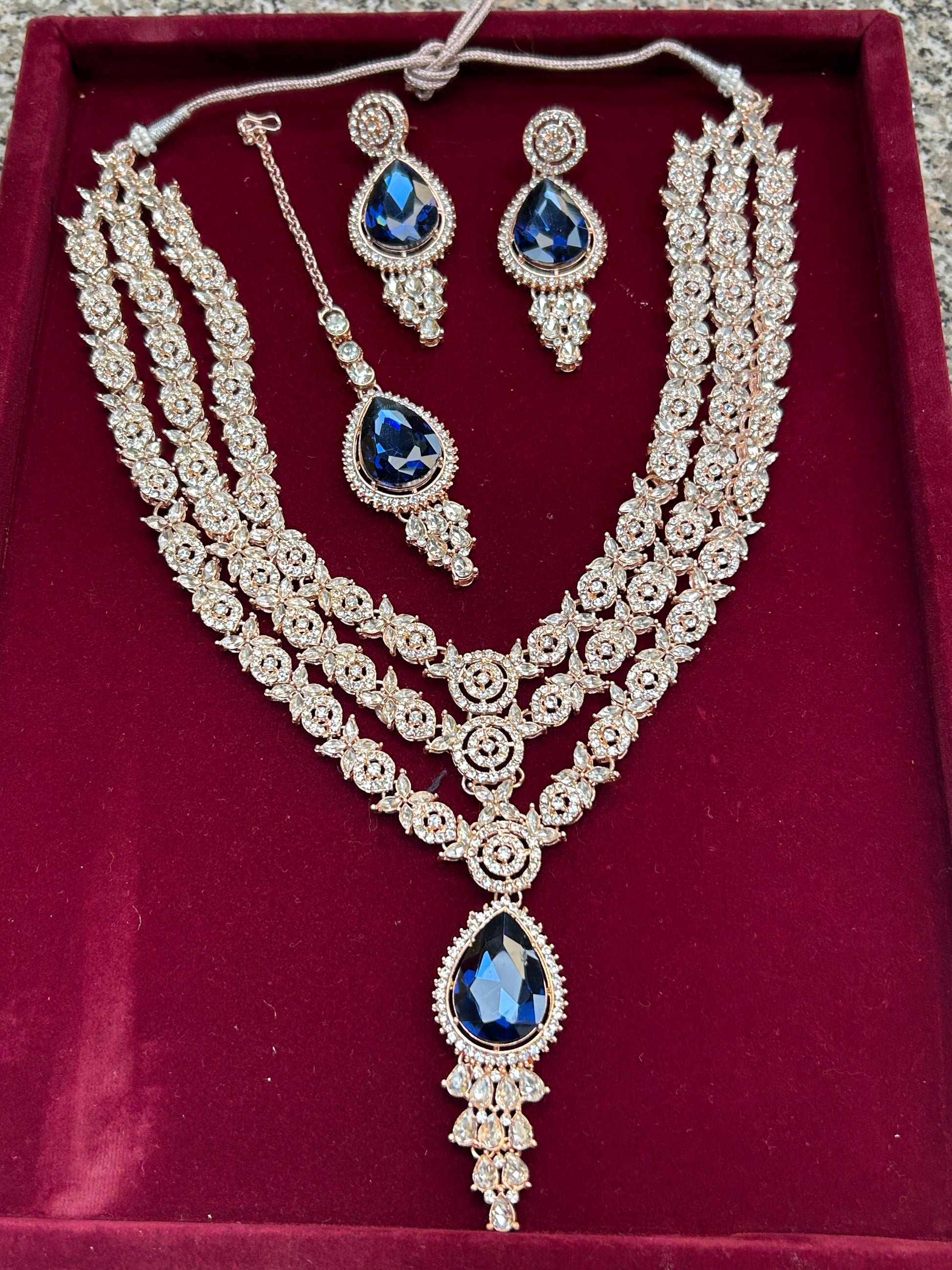 Rose gold necklace set by Kurti Connection USA