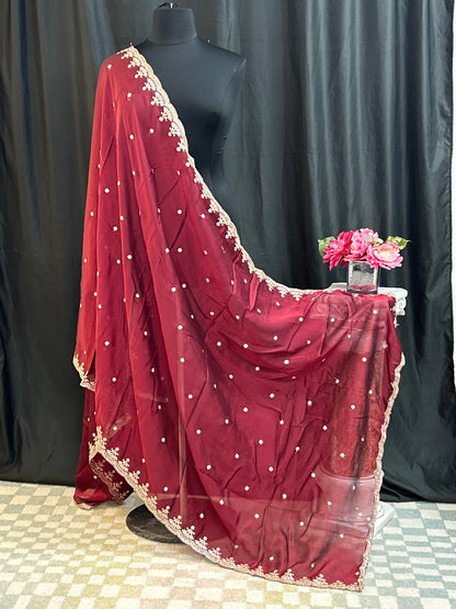 Jardoji work dupatta by Kurti Connection USA