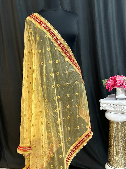 Bridal dupatta | golden dupatta for bridal lehenga/ saree by Kurti Connection USA