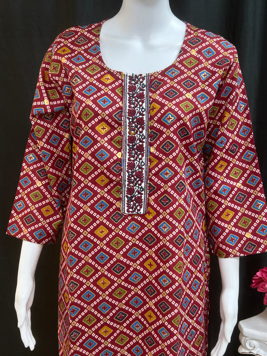 Bandhani print Kurti by Kurti Connection USA