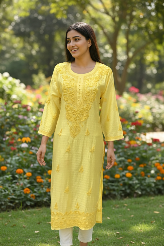 Lucknowi chikankari top /modalsilk