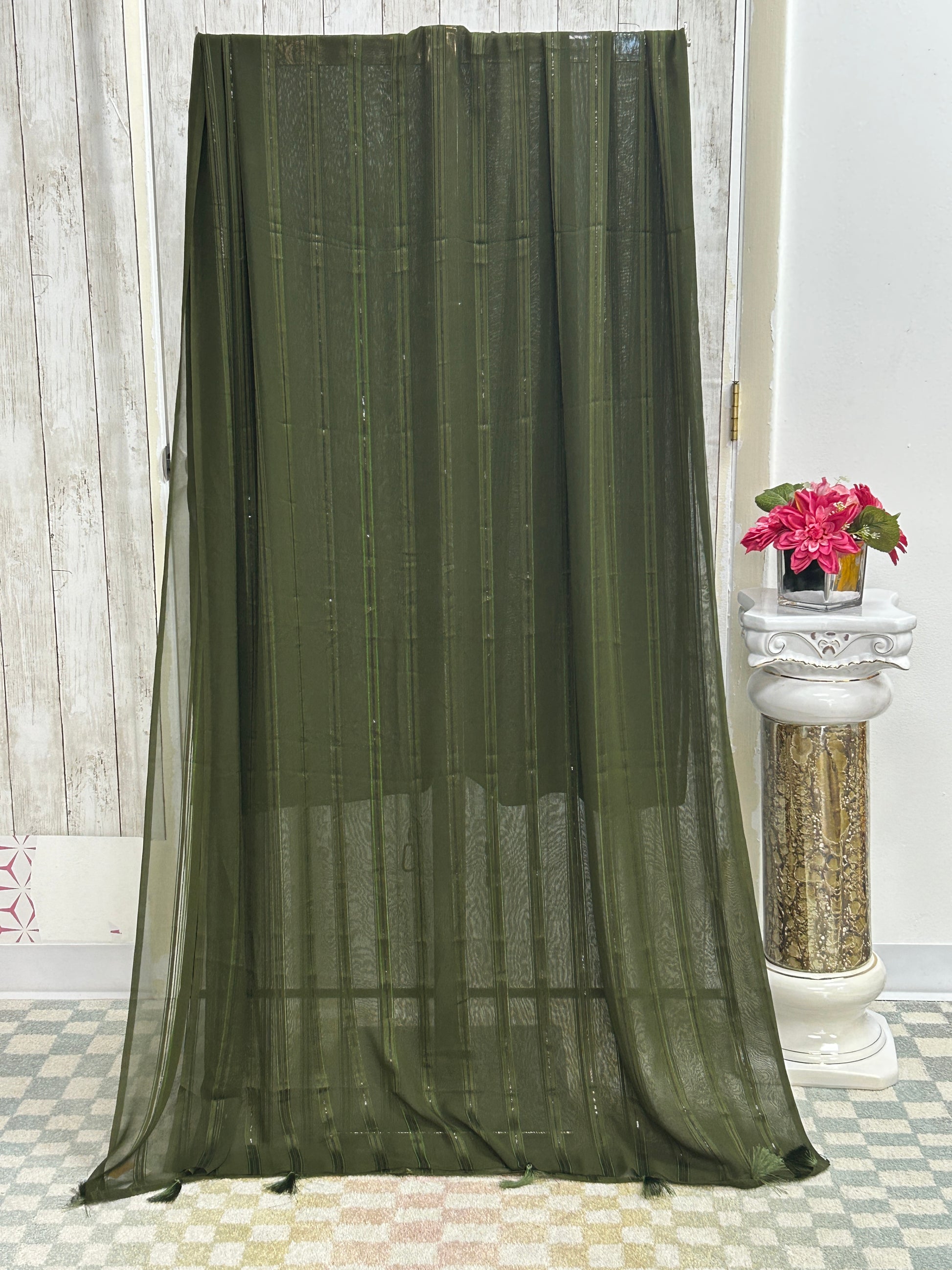 Plain georgette saree with light sequin work by Kurti Connection USA