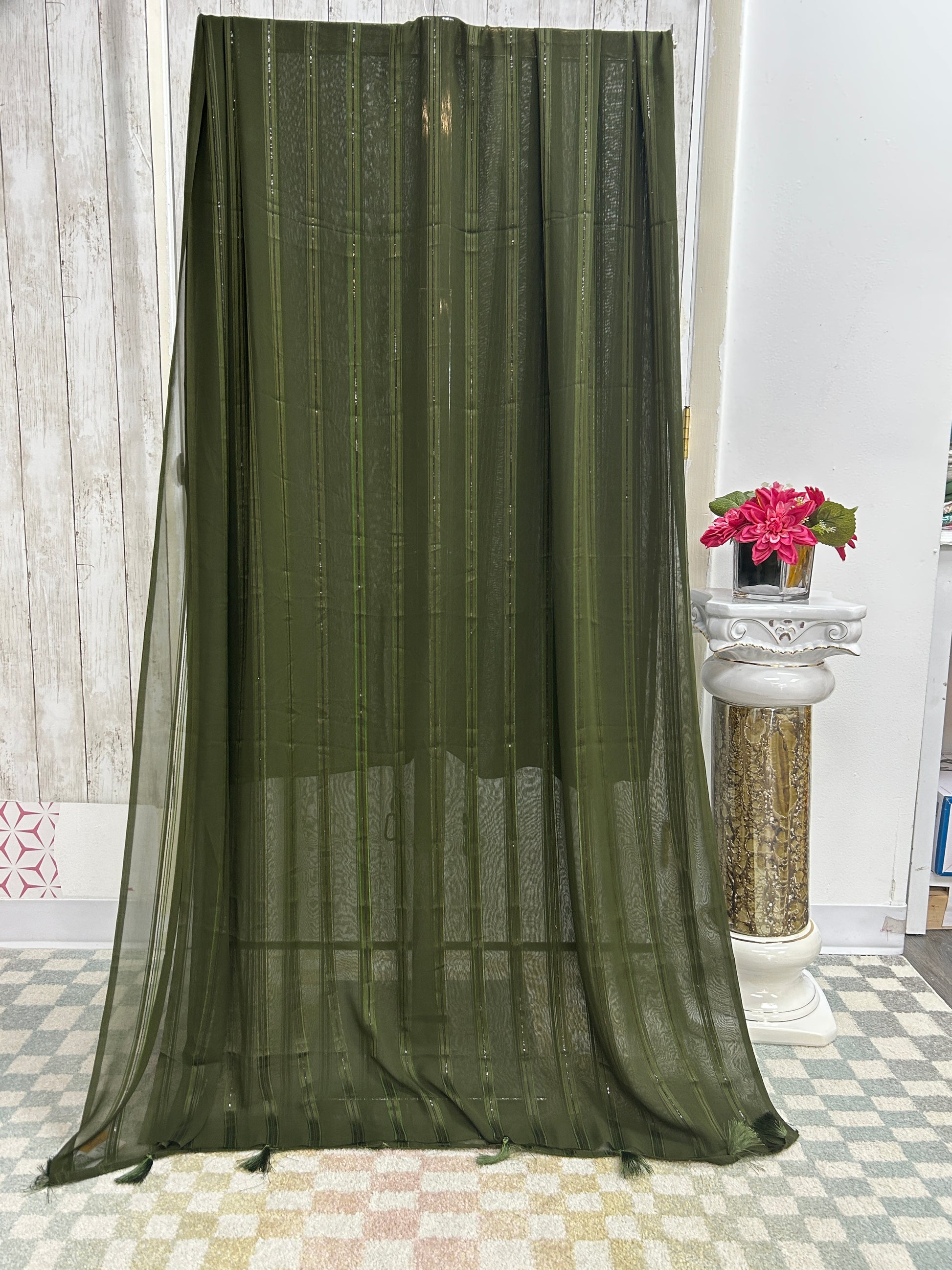 Plain georgette saree with light sequin work by Kurti Connection USA