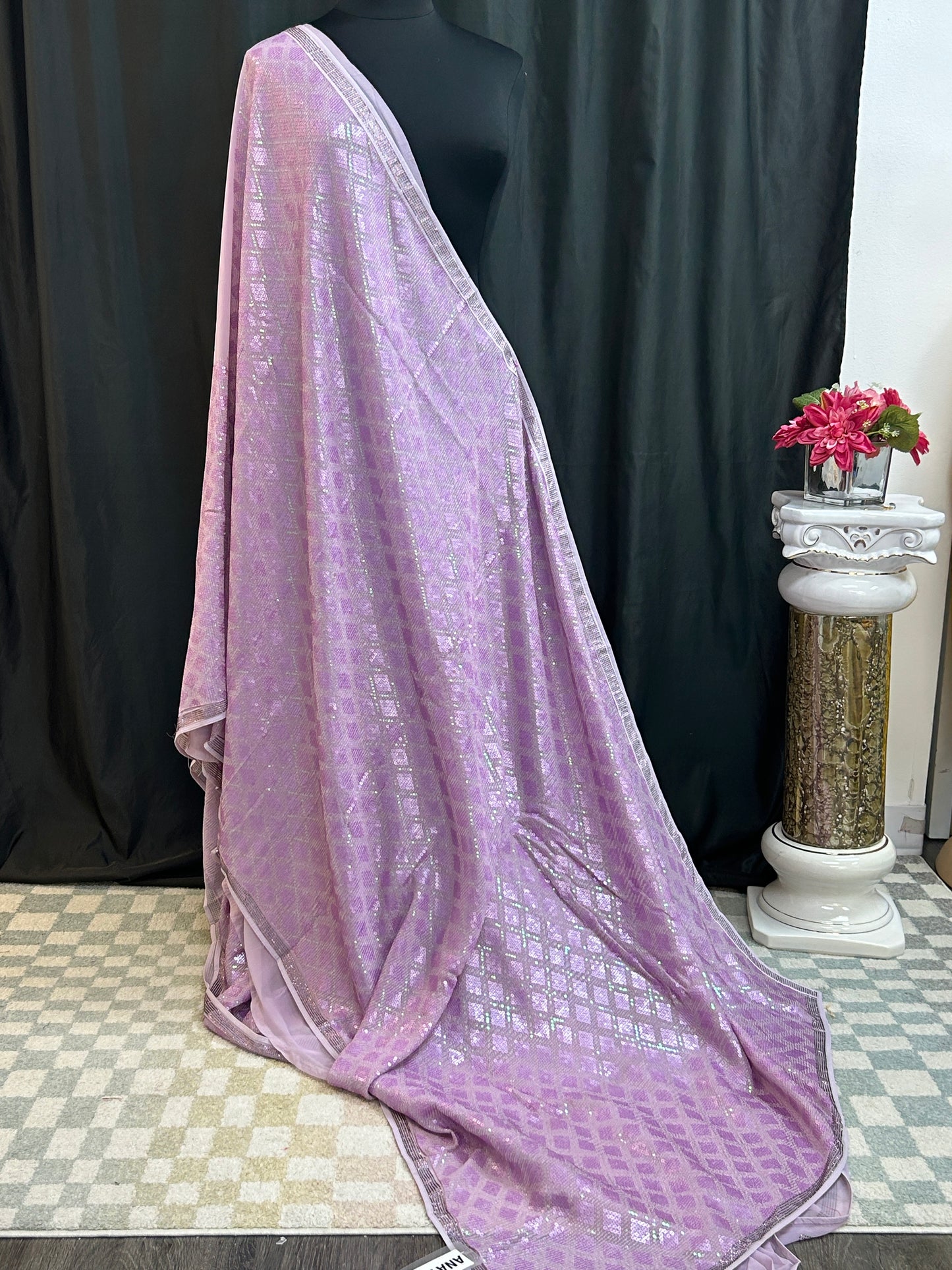 Pure georgette saree with Italian sequin work by Kurti Connection USA