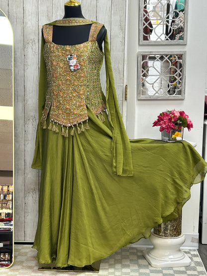 Sharara suit : chiffon silk sharara set by Kurti Connection USA