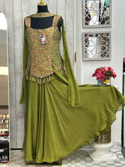 Sharara suit : chiffon silk sharara set by Kurti Connection USA