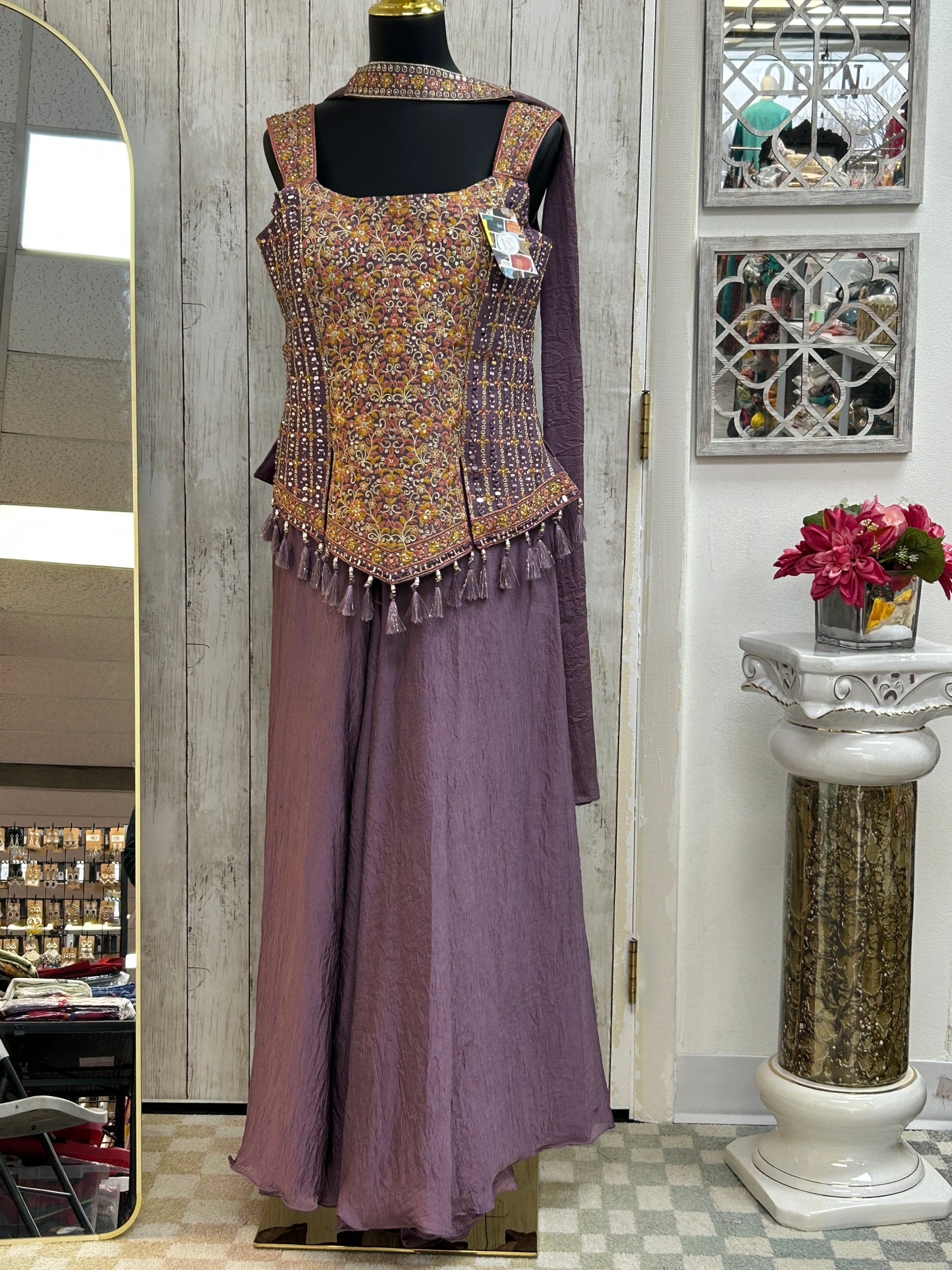 Sharara suit : chiffon silk sharara set by Kurti Connection USA