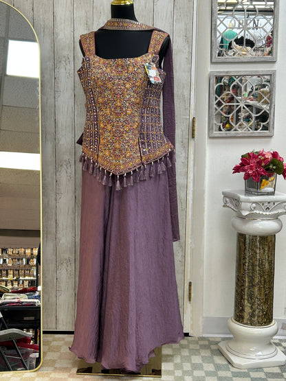 Sharara suit : chiffon silk sharara set by Kurti Connection USA