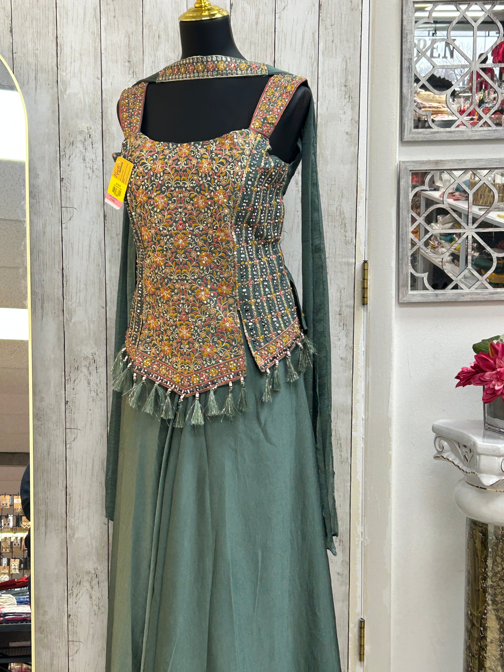 Sharara suit : chiffon silk sharara set by Kurti Connection USA