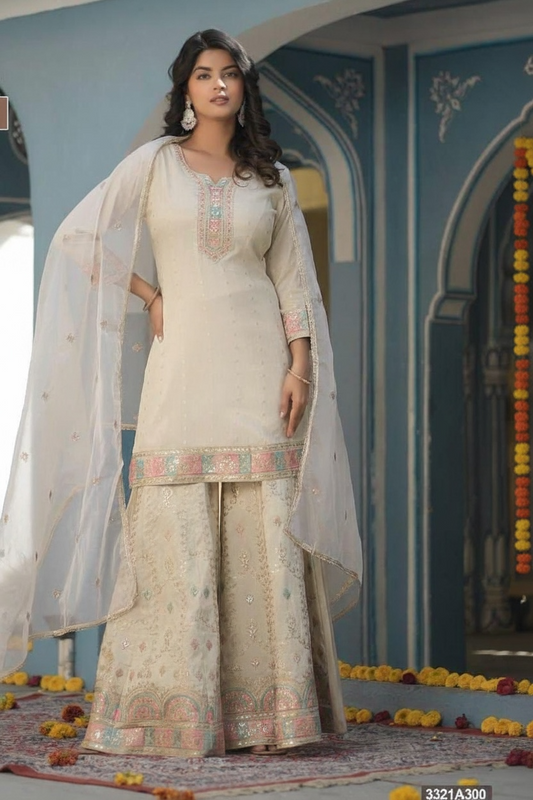 Party wear Tissue silk sharara set