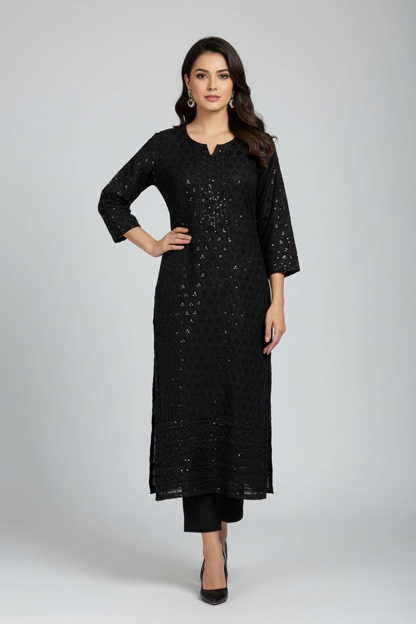 Black Chikankari Kurti