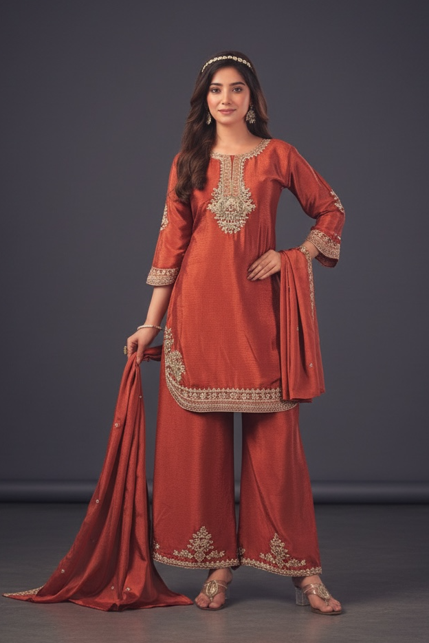 Chinon silk party wear salwar set
